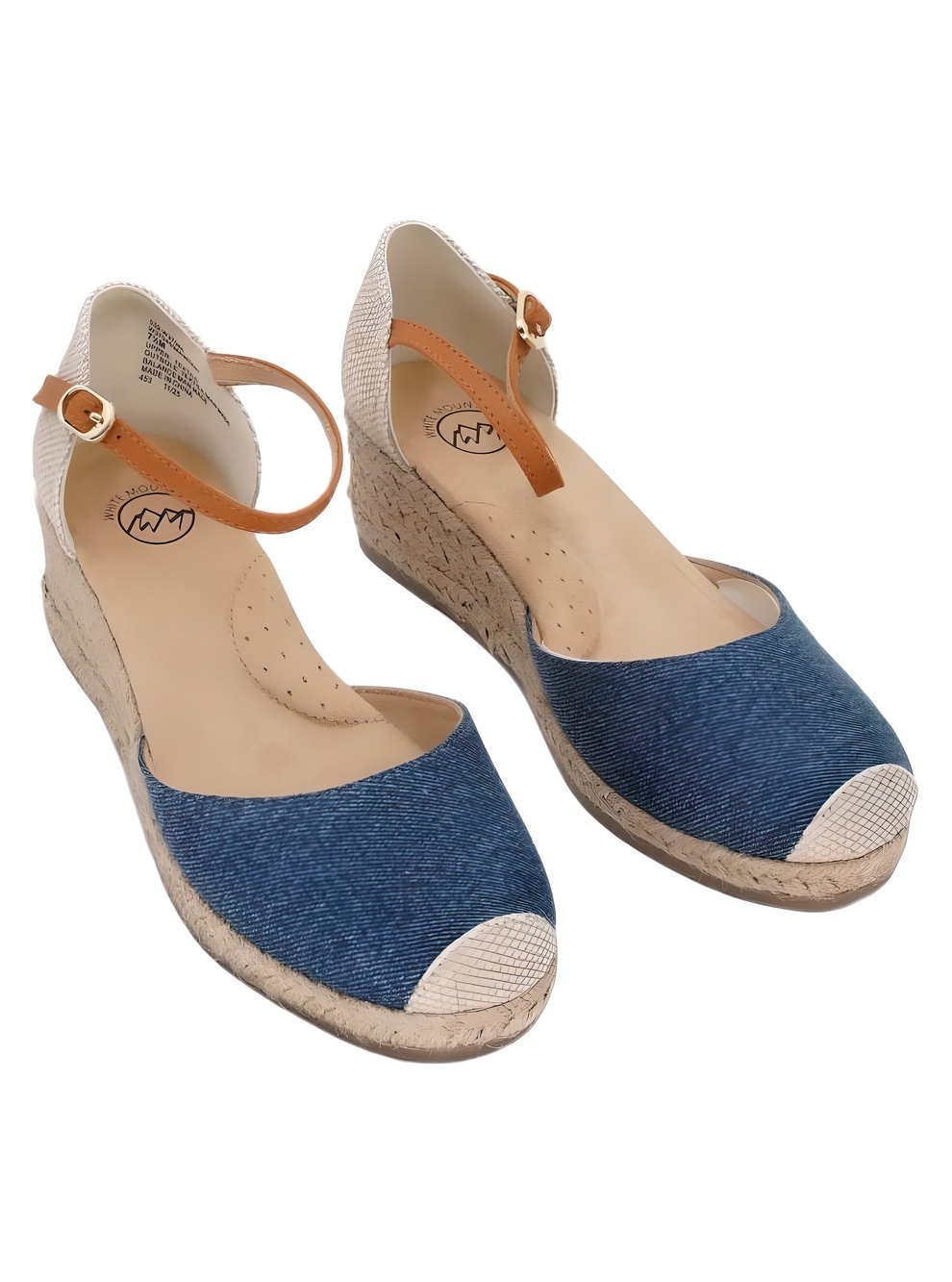 White Mountain Maintain Dark Denim Fabric Espadrille 2.5" Wedge Size 7.5M